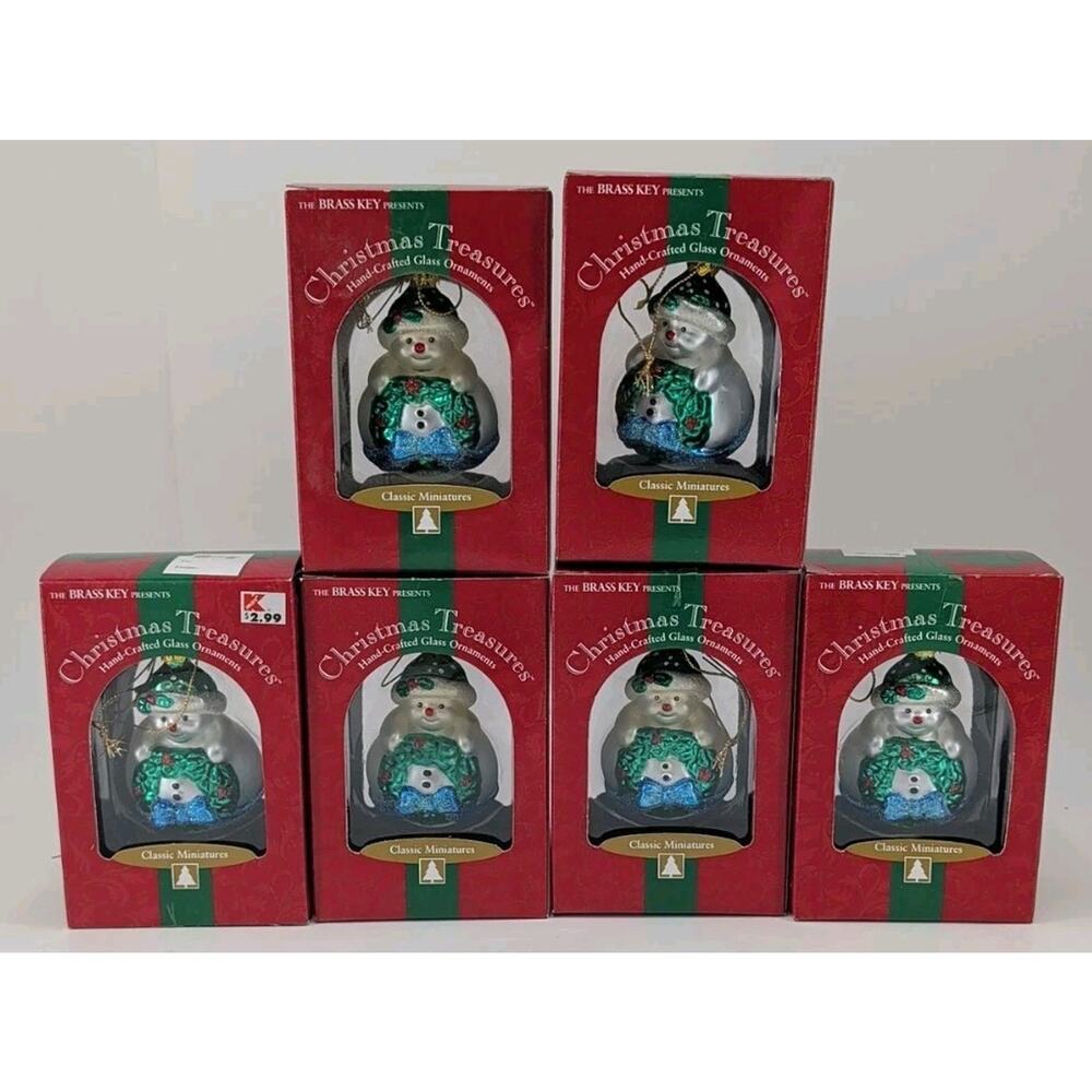 Brass Key Christmas Traditions Classic Miniatures Hand Crafted Snowman Ornaments